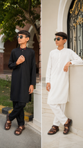 Combo Premium Black & Off White Boys Shalwar Kameez | Wash & Wear