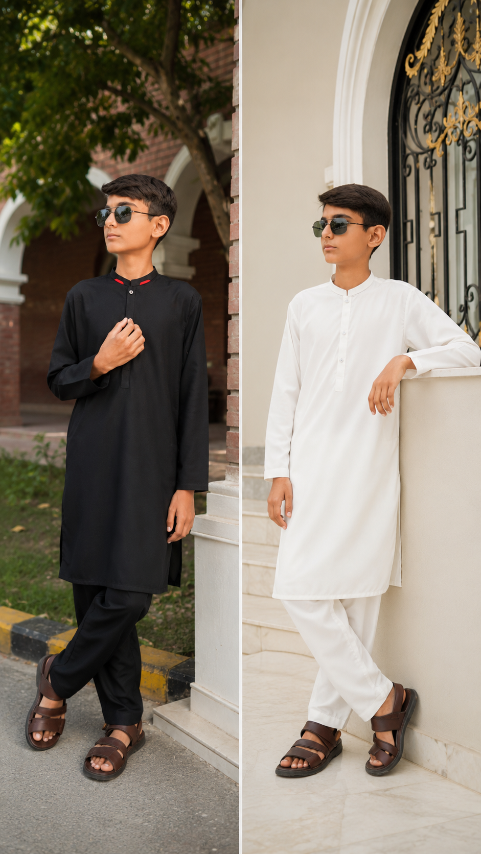 Combo Premium Black & Off White Boys Shalwar Kameez | Wash & Wear