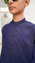 Premium Navy Blue Boys Shalwar Kameez | Wash & Wear | Ages 6–13 Years